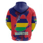 Afro Mauritius Hoodie Map Design with Flag Coat of Arms