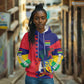 Afro Mauritius Hoodie Map Design with Flag Coat of Arms