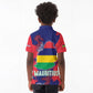Afro Mauritius Kid Polo Shirt Map Design with Flag Coat of Arms