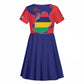 Afro Mauritius Kid Short Sleeve Dress Map Design with Flag Coat of Arms