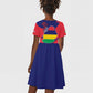 Afro Mauritius Kid Short Sleeve Dress Map Design with Flag Coat of Arms