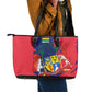 Afro Mauritius Leather Tote Bag Map Design with Flag Coat of Arms