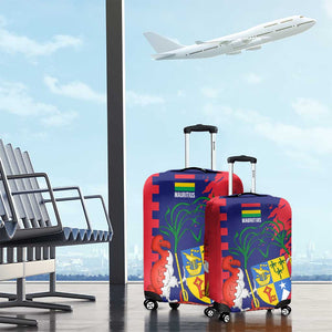 Afro Mauritius Luggage Cover Map Design with Flag Coat of Arms