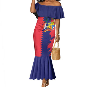 Afro Mauritius Mermaid Dress Map Design with Flag Coat of Arms