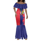 Afro Mauritius Mermaid Dress Map Design with Flag Coat of Arms