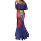 Afro Mauritius Mermaid Dress Map Design with Flag Coat of Arms