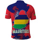 Afro Mauritius Polo Shirt Map Design with Flag Coat of Arms