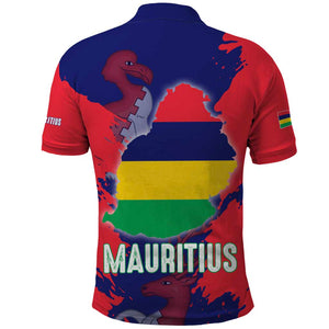 Afro Mauritius Polo Shirt Map Design with Flag Coat of Arms