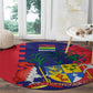Afro Mauritius Round Carpet Map Design with Flag Coat of Arms