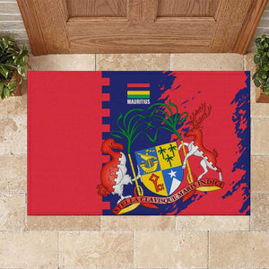 Afro Mauritius Rubber Doormat Map Design with Flag Coat of Arms