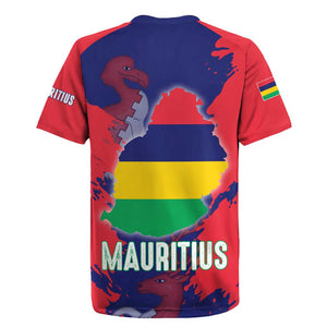 Afro Mauritius Rugby Jersey Map Design with Flag Coat of Arms