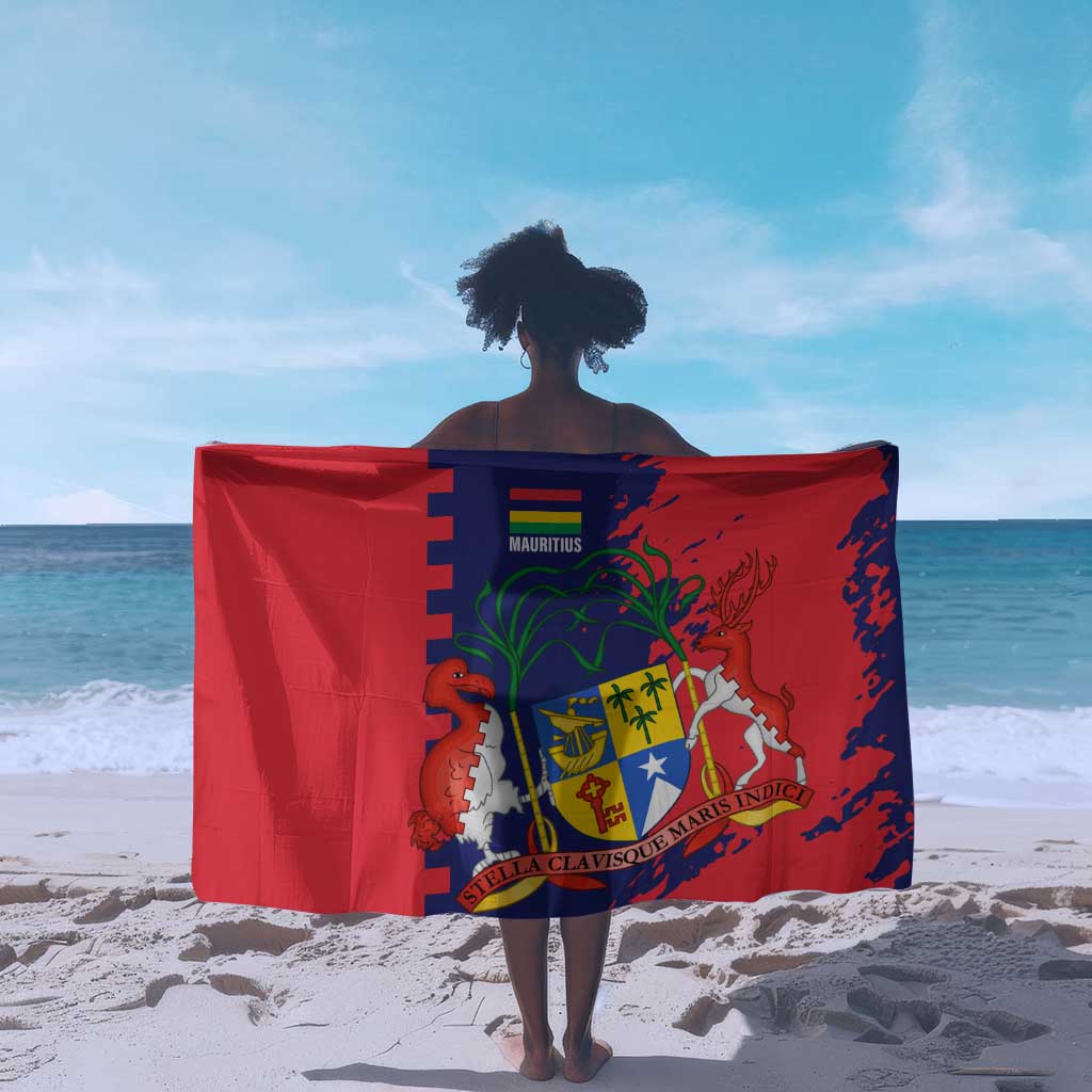 Afro Mauritius Sarong Map Design with Flag Coat of Arms