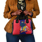 Afro Mauritius Shoulder Handbag Map Design with Flag Coat of Arms
