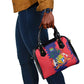 Afro Mauritius Shoulder Handbag Map Design with Flag Coat of Arms