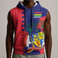 Afro Mauritius Sleeveless Hoodie Map Design with Flag Coat of Arms - African Pride