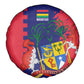 Afro Mauritius Spare Tire Cover Map Design with Flag Coat of Arms