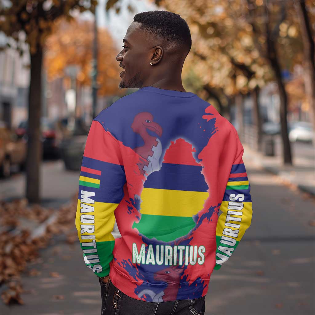 Afro Mauritius Sweatshirt Map Design with Flag Coat of Arms