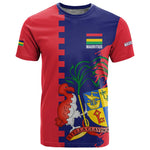 Afro Mauritius T shirt Map Design with Flag Coat of Arms