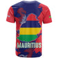Afro Mauritius T shirt Map Design with Flag Coat of Arms