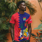 Afro Mauritius T shirt Map Design with Flag Coat of Arms