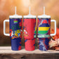 Afro Mauritius Tumbler With Handle Map Design with Flag Coat of Arms
