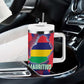 Afro Mauritius Tumbler With Handle Map Design with Flag Coat of Arms