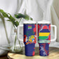 Afro Mauritius Tumbler With Handle Map Design with Flag Coat of Arms