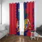 Afro Mauritius Window Curtain Map Design with Flag Coat of Arms