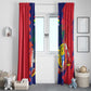 Afro Mauritius Window Curtain Map Design with Flag Coat of Arms