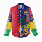 Afro Mauritius Women Casual Shirt Map Design with Flag Coat of Arms