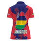 Afro Mauritius Women Polo Shirt Map Design with Flag Coat of Arms
