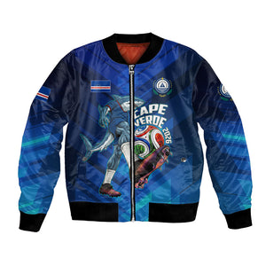Personalized Cape Verde Football Bomber Jacket Blue Shark Mascot Cabo Verdean - Gradient Art