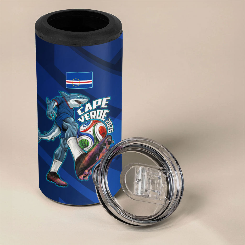 Personalized Cape Verde Football 4 in 1 Can Cooler Tumbler Blue Shark Mascot Cabo Verdean - Gradient Art