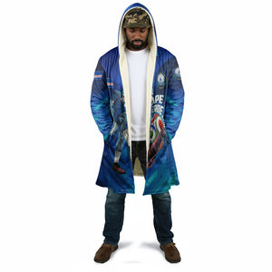 Personalized Cape Verde Football Cloak Blue Shark Mascot Cabo Verdean - Gradient Art