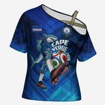 Personalized Cape Verde Football Cross Shoulder Shirt Blue Shark Mascot Cabo Verdean - Gradient Art