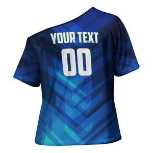 Personalized Cape Verde Football Cross Shoulder Shirt Blue Shark Mascot Cabo Verdean - Gradient Art