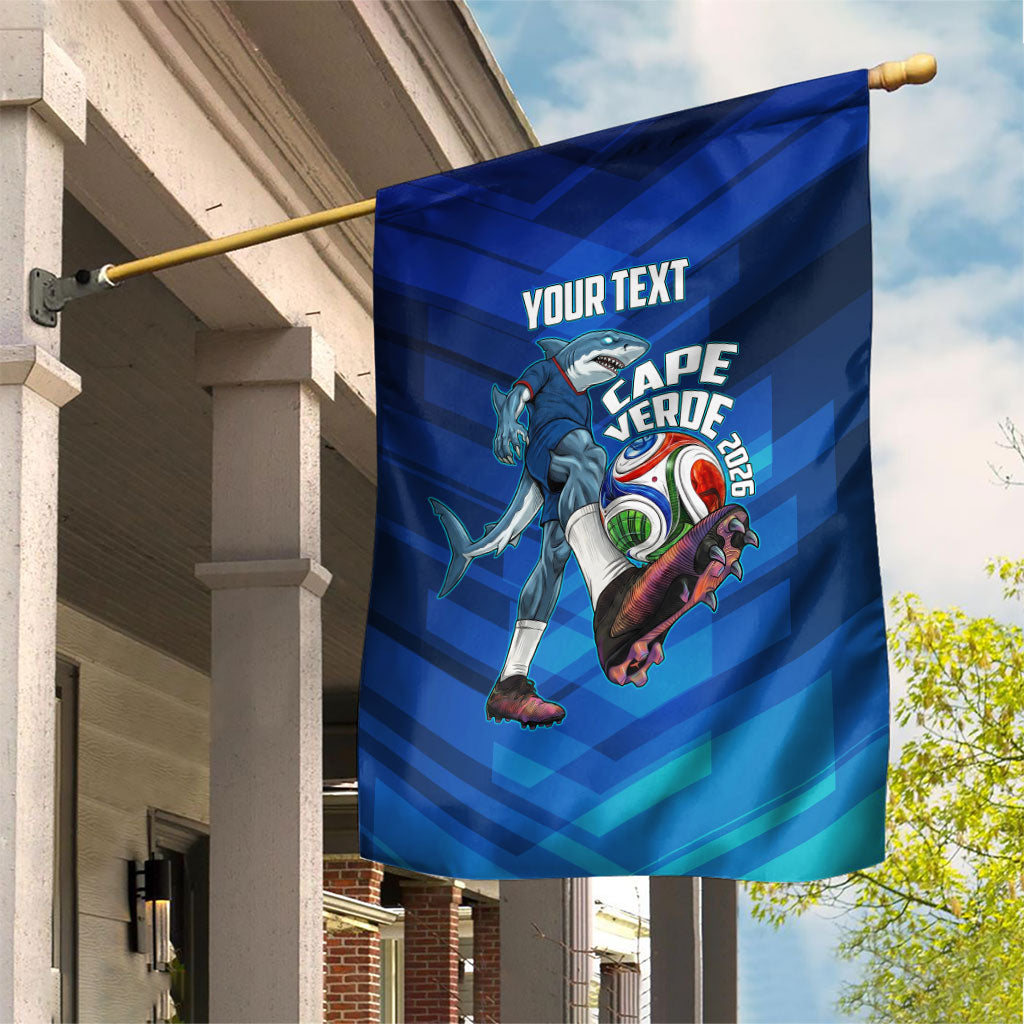 Personalized Cape Verde Football Garden Flag Blue Shark Mascot Cabo Verdean - Gradient Art
