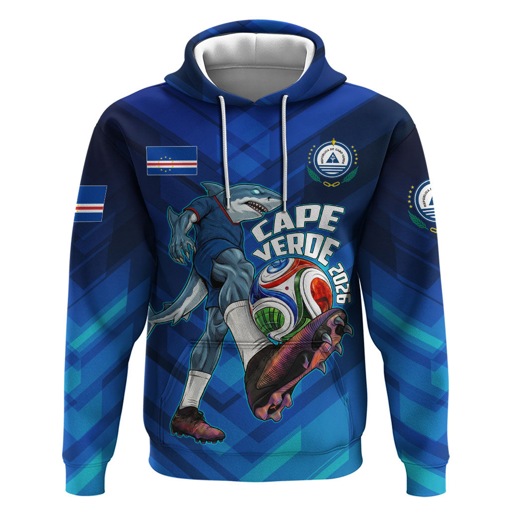 Personalized Cape Verde Football Hoodie Blue Shark Mascot Cabo Verdean - Gradient Art