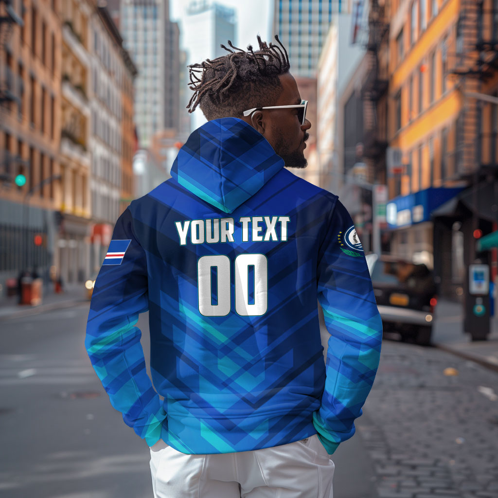 Personalized Cape Verde Football Hoodie Blue Shark Mascot Cabo Verdean - Gradient Art