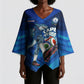 Personalized Cape Verde Football Kimono Sleeve Blouse Blue Shark Mascot Cabo Verdean - Gradient Art