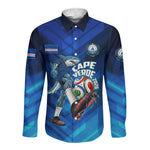 Personalized Cape Verde Football Long Sleeve Button Shirt Blue Shark Mascot Cabo Verdean - Gradient Art