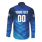 Personalized Cape Verde Football Long Sleeve Button Shirt Blue Shark Mascot Cabo Verdean - Gradient Art