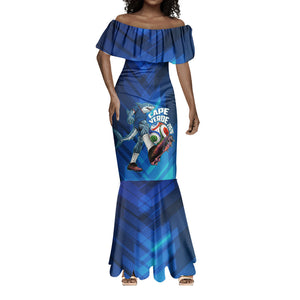 Personalized Cape Verde Football Mermaid Dress Blue Shark Mascot Cabo Verdean - Gradient Art