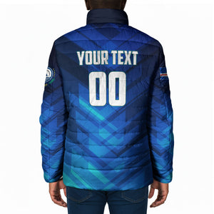 Personalized Cape Verde Football Padded Jacket Blue Shark Mascot Cabo Verdean - Gradient Art