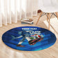 Personalized Cape Verde Football Round Carpet Blue Shark Mascot Cabo Verdean - Gradient Art