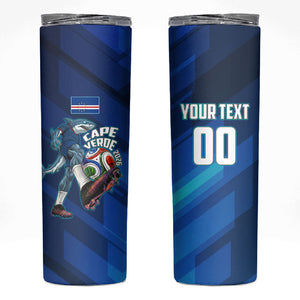 Personalized Cape Verde Football Skinny Tumbler Blue Shark Mascot Cabo Verdean - Gradient Art