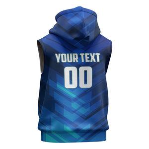 Personalized Cape Verde Football Sleeveless Hoodie Blue Shark Mascot Cabo Verdean - Gradient Art