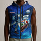 Personalized Cape Verde Football Sleeveless Zip Hoodie Blue Shark Mascot Cabo Verdean - Gradient Art