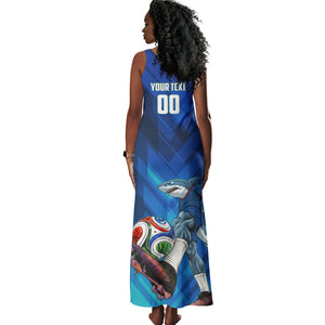 Personalized Cape Verde Football Tank Maxi Dress Blue Shark Mascot Cabo Verdean - Gradient Art