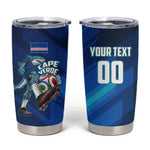 Personalized Cape Verde Football Tumbler Cup Blue Shark Mascot Cabo Verdean - Gradient Art